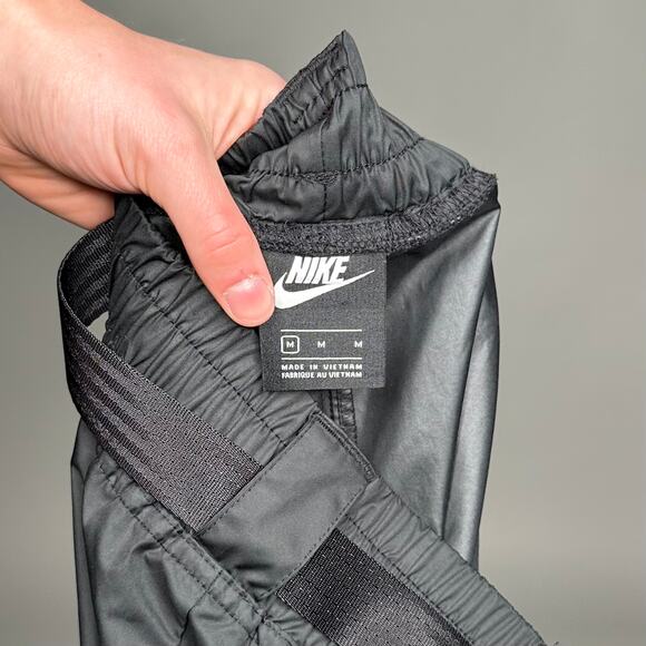 Vintage Y2K Nike Tactical Track Pants Men M Black White Swoosh Polyester Joggers - Picture 4 of 4